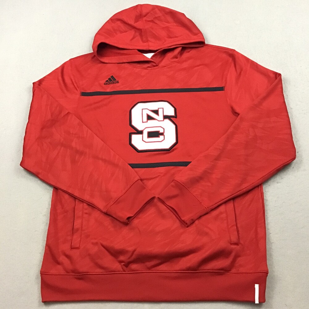 NC State Wolfpack Hoodie Men Medium Red Adidas NCAA Basketball Sweatshirt M